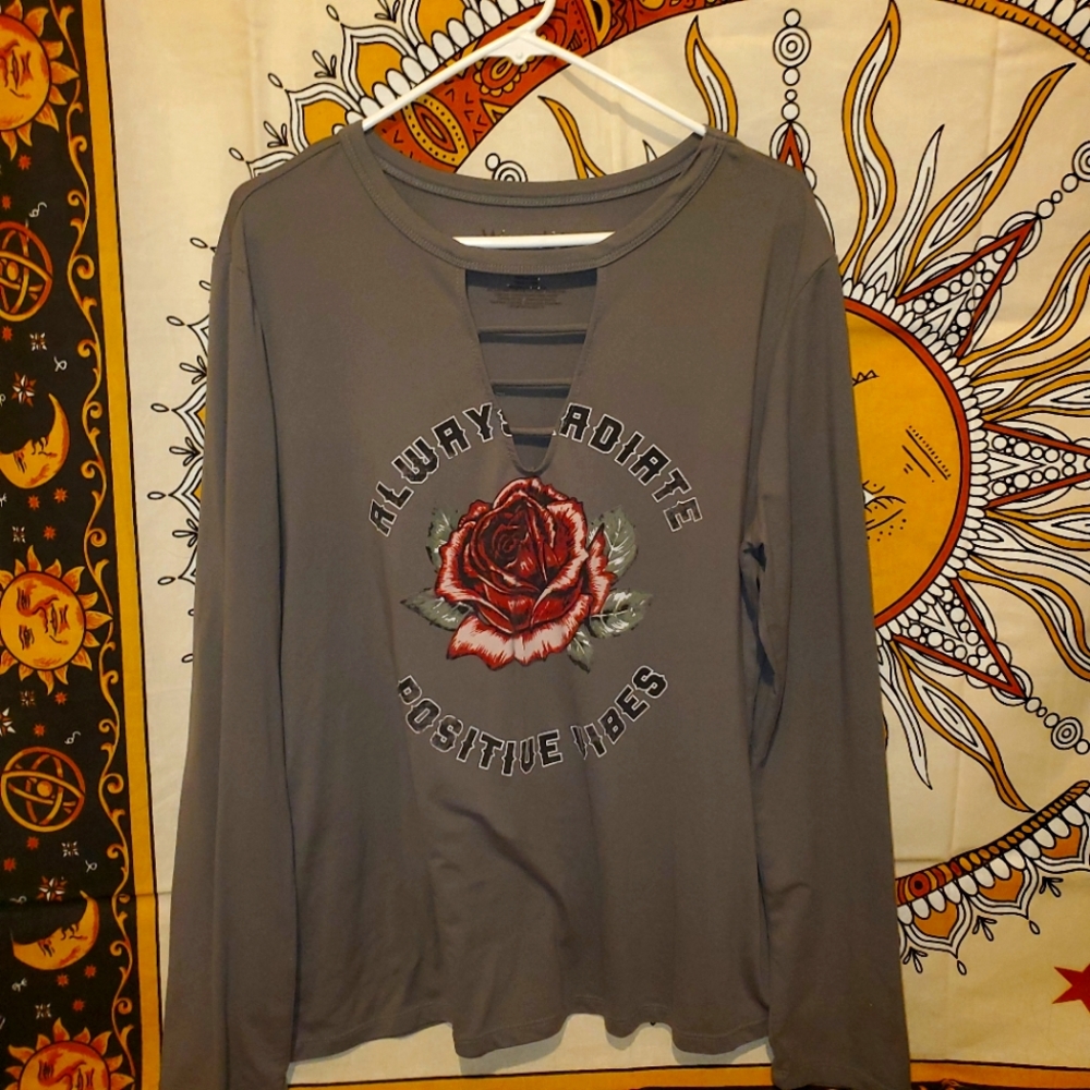 Always Radiate Positive Vibes V Cross Neck